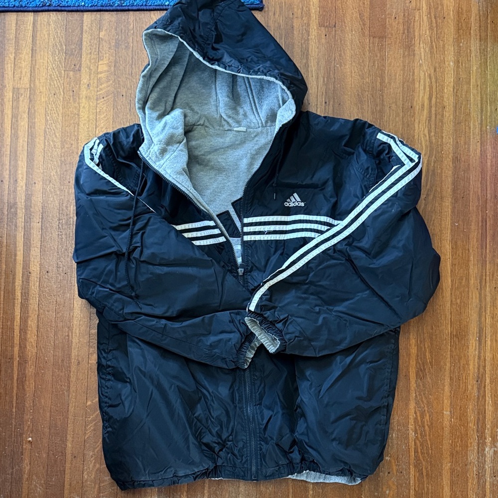Y2K adidas stripes Vintage reversible Black jacket reversible sweatshirt